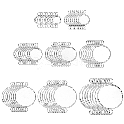 64Pcs 8 Styles 304 Stainless Steel Cabochon Connector Settings STAS-HY0001-86P-1