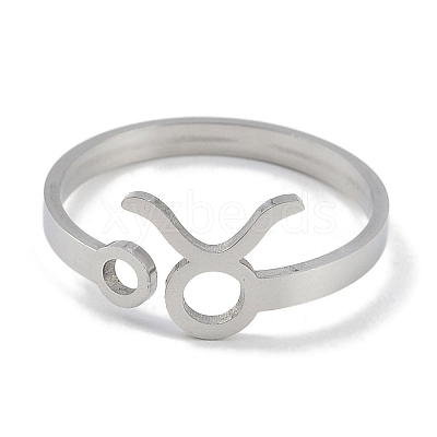 Non-Tarnish Constellations 304 Stainless Steel Open Cuff Ring for Women RJEW-L122-001P-06-1