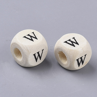 Printed Natural Wood Beads LS-WOOD-T026-001W-1