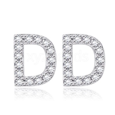 Brass Cubic Zirconia Stud Earrings EJEW-BB35118-D-1