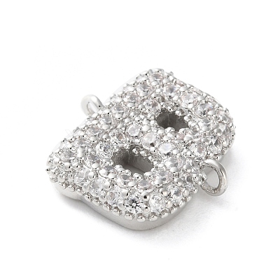 Brass Micro Pave Cubic Zirconia Letter Links KK-I717-04B-P-1