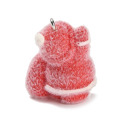 Christmas Flocky Opaque Resin Pendants LS-RESI-C064-01A-1