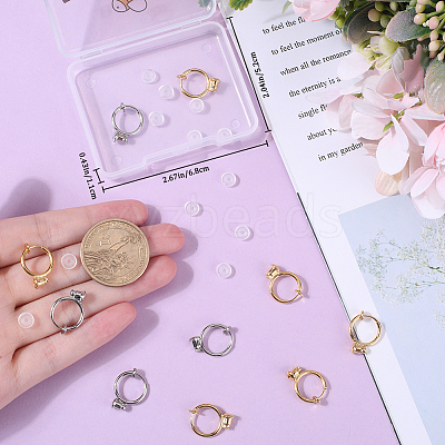 12Pcs 2 Color Brass Clip-on Earring Converters Findings KK-BBC0010-05-1