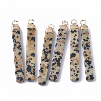 Top Golden Plated Natural Dalmatian Jasper Pendants G-S359-028G-1