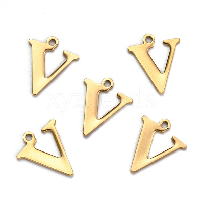 Ion Plating(IP) 304 Stainless Steel Alphabet Charms STAS-H122-V-G-1