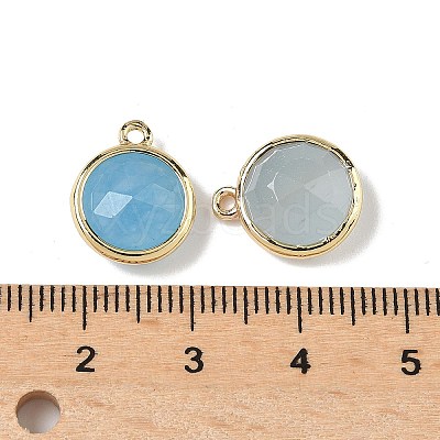 Dyed Natural White Jade Faceted Flat Round Charms G-U028-03G-10-1