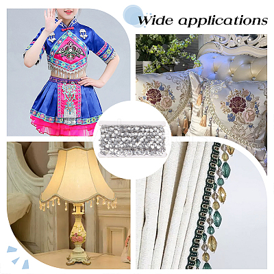 Polyester Lace Ribbon with Plastic Charms Tassel OCOR-WH0078-202A-02-1