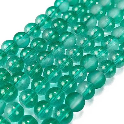 Frosted Transparent Glass Bead Strands GLAA-P065-6mm-14-1