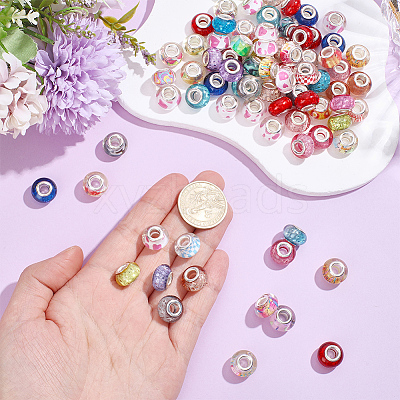 120Pcs Resin European Beads RPDL-PA0001-02-1