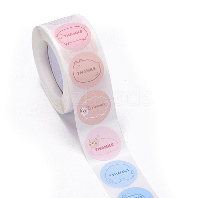 Flat Round Paper Thank You Stickers DIY-C042-12G-1