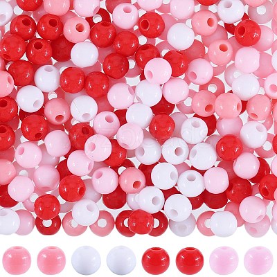1200Pcs 4 Colors Valentine's Day Themed Opaque Acrylic Beads MACR-SC0001-42-1