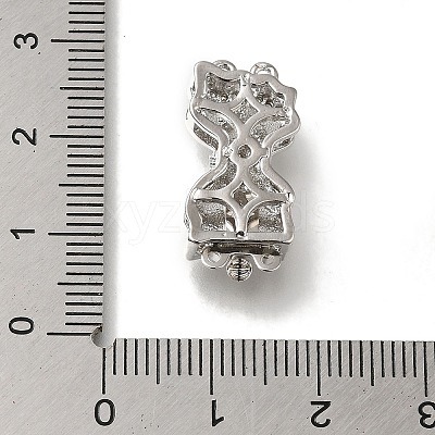 Brass Micro Pave Clear Cubic Zirconia Box Clasps with Acrylic KK-H480-06P-1