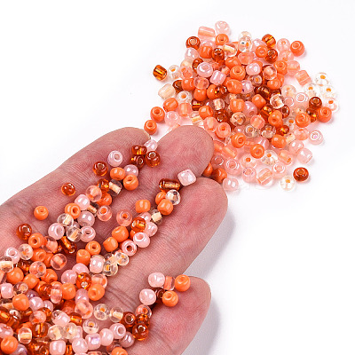 Opaque & Transparent Inside Colours 6/0 Glass Seed Beads SEED-F004-4mm-02-1