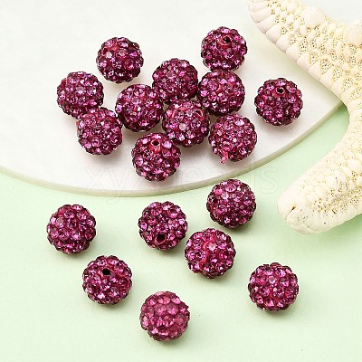 Fuchsia Round Grade A Pave Disco Ball Beads X-RB-H258-8MM-502-1