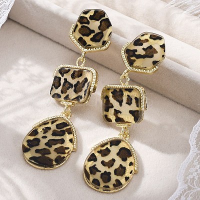 Alloy acrylic Dangle Stud Earrings EJEW-M075-01G-06-1
