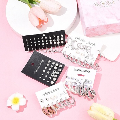 5 Sets 5 Colors Alloy Hoop Earring Sets EJEW-FS0001-23B-1