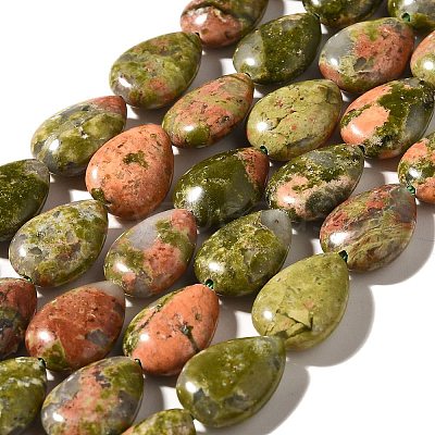 Natural Unakite Beads Strands G-I377-A27-1