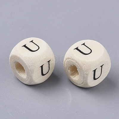 Printed Natural Wood Beads WOOD-T026-001U-1