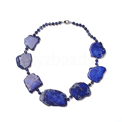 Natural Regalite/Imperial Jasper/Sea Sediment Jasper Beaded Necklaces BJEW-L171-02A-1
