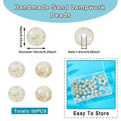 50Pcs Handmade Sand Lampwork Beads LAMP-TA0001-60A-1
