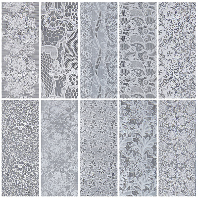 10 Rolls PET Lace Flower Nail Foils Floral Transfer Paper STIC-WH20010-16F-1