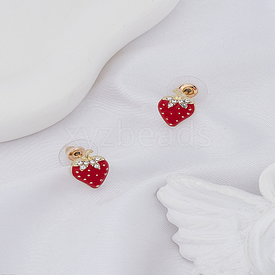 1 Pair Zinc Alloy Enamel Stud Earrings EJEW-LP0009-14-1
