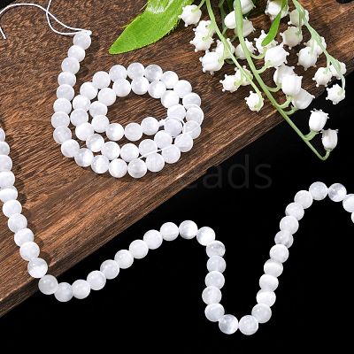 Natural Selenite Beads Strands G-N328-025B-02-1