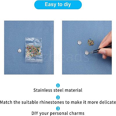 304 Stainless Steel Pendant Rhinestone Settings STAS-UN0007-21P-1