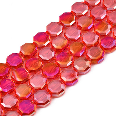 Electroplate Transparent Glass Beads Strands EGLA-N002-27-C02-1
