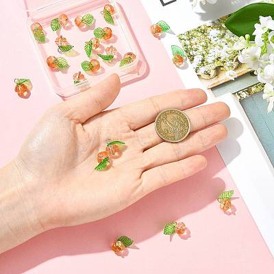 20Pcs 2 Colors Glass & Acrylic Pendants PALLOY-FS00051-1