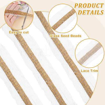 2 Yards 9-Row Glass Seed Beaded Lace Trim OCOR-FG0002-60A-1