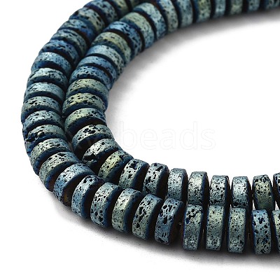 Electroplated Natural Lava Rock Beads Strands G-Q1009-F01-01-1
