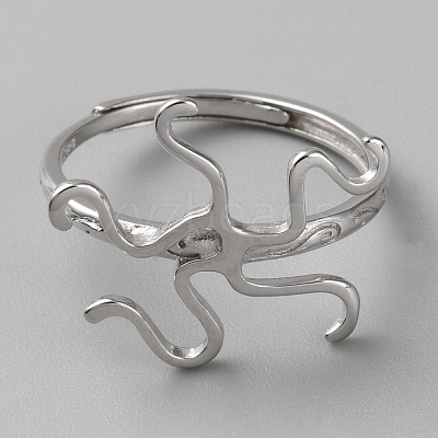 Anti-Tarnish Rhodium Plated 925 Sterling Silver Adjustable Rings Base STER-WH0011-27P-1