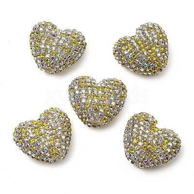 Sparkling Acrylic Heart Beads with Rhinestone Embellishment OACR-NH0001-02B-05-1