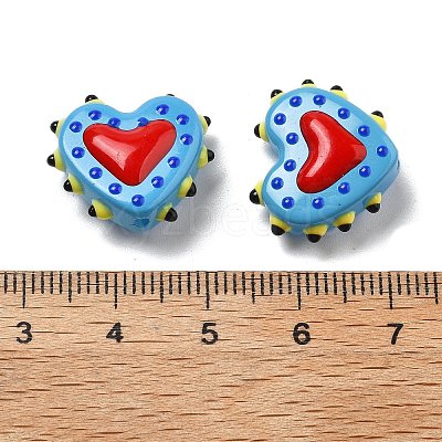 Baking Paint Glass Bumpy Beads Heart LAMP-V001-07B-1