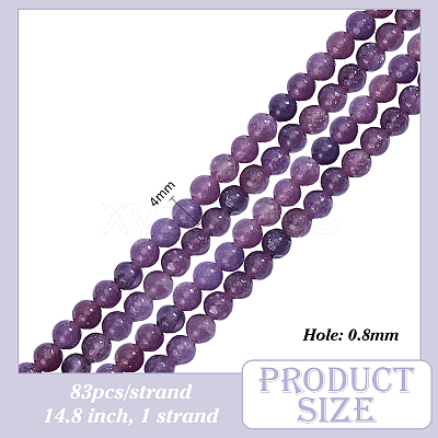 1 Strand Natural Lepidolite/Purple Mica Stone Beads Strands G-ME0001-35-1