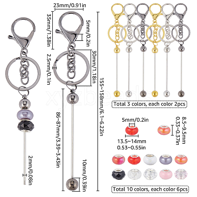 DIY Resin Beaded Bar Beadable Keychain Making Kit DIY-SC0025-47-1
