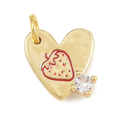 Brass Micro Pave Clear Cubic Zirconia Charms KK-CBA1731-04G-A-1