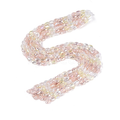 Electroplate Imitation Jade & Opaque & Transparent Glass Beads Strands EGLA-Q135-6x8MM-01D-1
