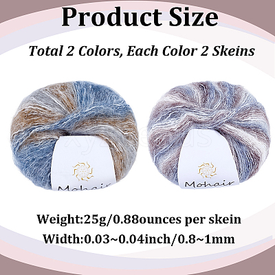 4 Skeins 2 Colors Segment Dyed Mohair Yarn OCOR-CY0002-51B-1