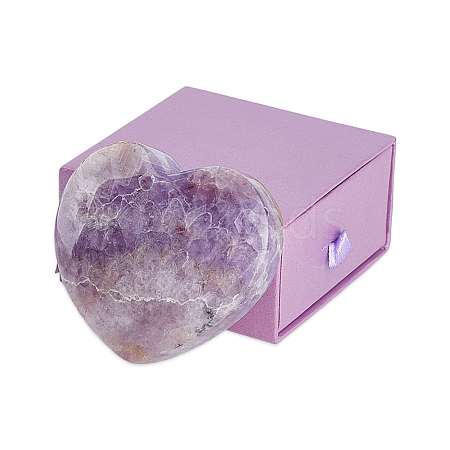 1Pc Natural Amethyst Heart Display Decoration DJEW-FH0001-46-1