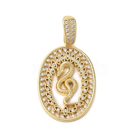 Rack Plating Brass Micro Pave Clear Cubic Zirconia Pendants KK-C067-09G-01-1