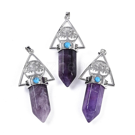 Natural Amethyst Faceted Pointed Bullet Big Pendants G-H076-02P-05-1