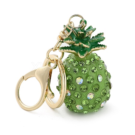 Pineapple Plastic with Rhinestone Pendant Keychain KEYC-G063-01B-1