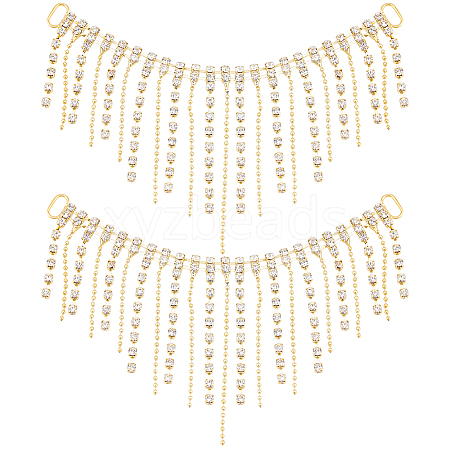 2Pcs Alloy & Glass Rhinestones Tassel Shoe Decoration Chain FIND-GF0005-26-1
