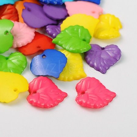 Mixed Color Acrylic Leaf Pendants for Chunky Necklace Jewelry X-SACR-R015-M-1