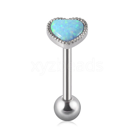 304 Stainless Steel with Synthetic Opal Tongue Rings WGE7D3A-02-1