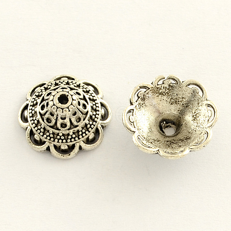 Tibetan Style Zinc Alloy Flower Bead Caps TIBE-Q033-36-1