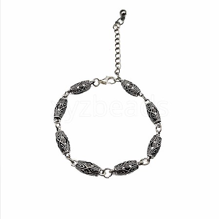 Vintage Ethnic Style Alloy Carved Ancient Silver Link Bracelet for Women RO2764-1
