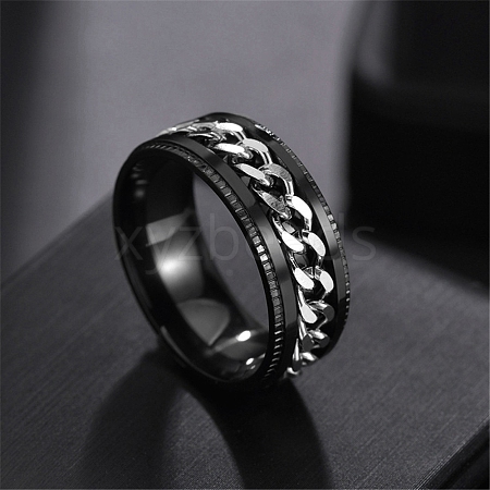 Non-Tarnish Stainless Steel Chains Rotating Finger Ring LS-PW-WG67706-04-1